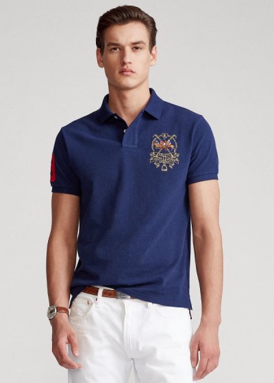 Polos Polo Ralph Lauren Hombre Azul Marino - Custom Slim Triple-Pony - MWIRN8976